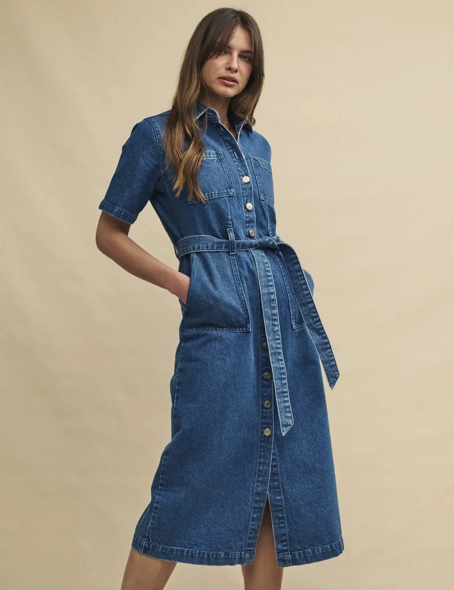 Blue Denim Short Sleeve Finchley Shirt Dress sold by Nobody's Child product image thumbnail 2