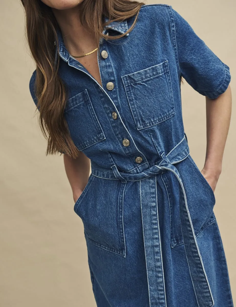 Blue Denim Short Sleeve Finchley Shirt Dress sold by Nobody's Child product image thumbnail 3