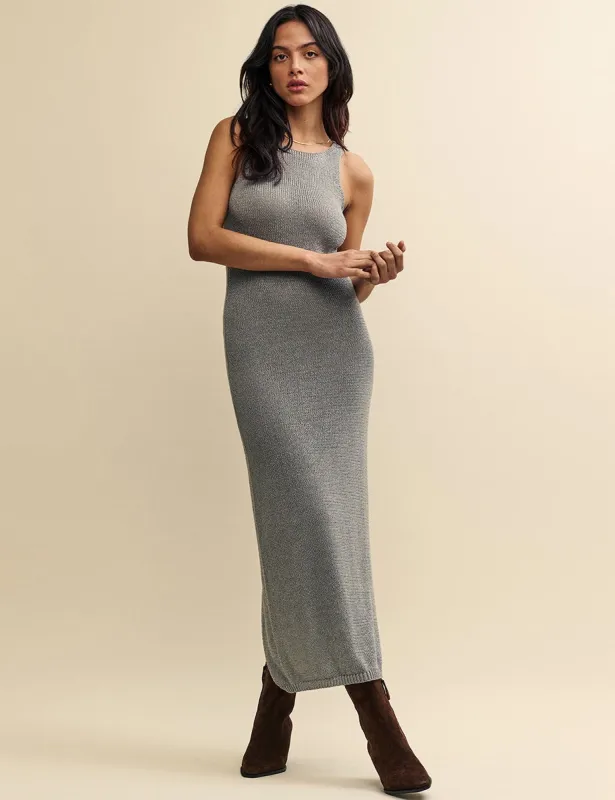 Grey Knitted Racer Midi Dress sold by Nobody's Child