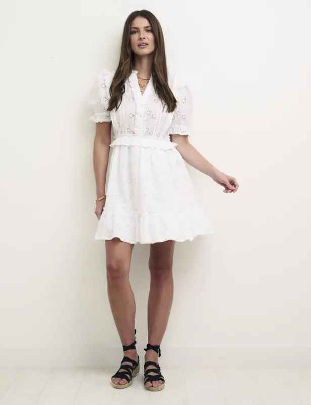 White Broderie Tilly Mini Dress sold by Nobody's Child