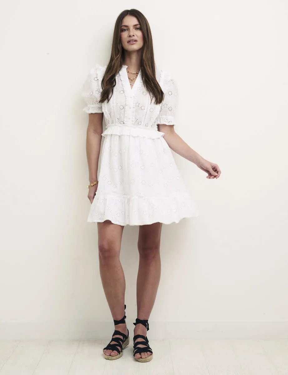 White Broderie Tilly Mini Dress sold by Nobody's Child