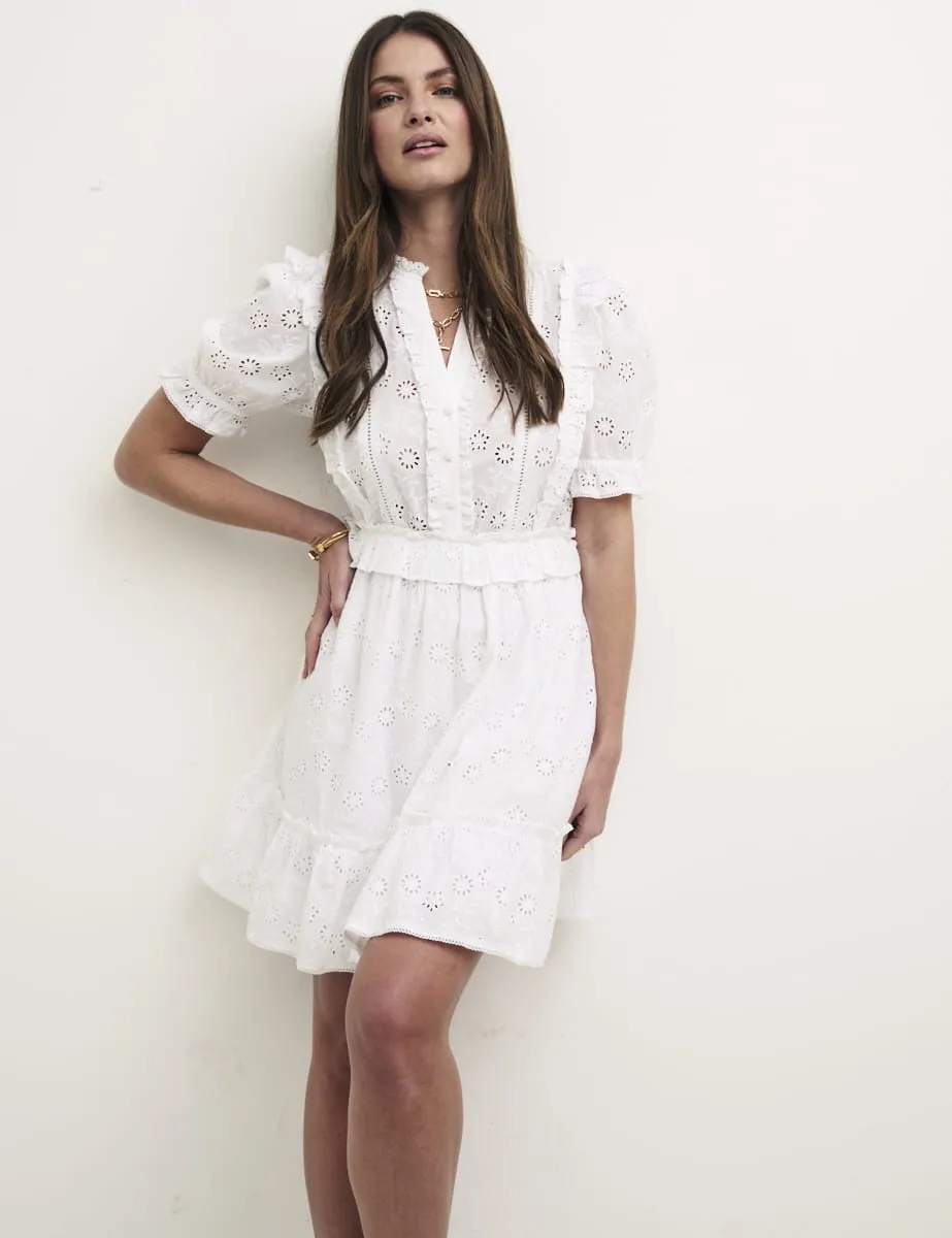 White Broderie Tilly Mini Dress sold by Nobody's Child product image thumbnail 2