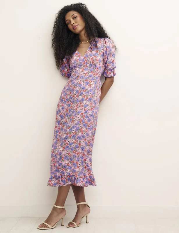 Petite Pink Floral Delilah Midi Dress sold by Nobody's Child