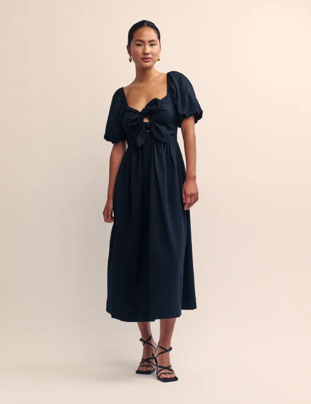 Black Tie Front Cemile Midi Dress sold by Nobody's Child
