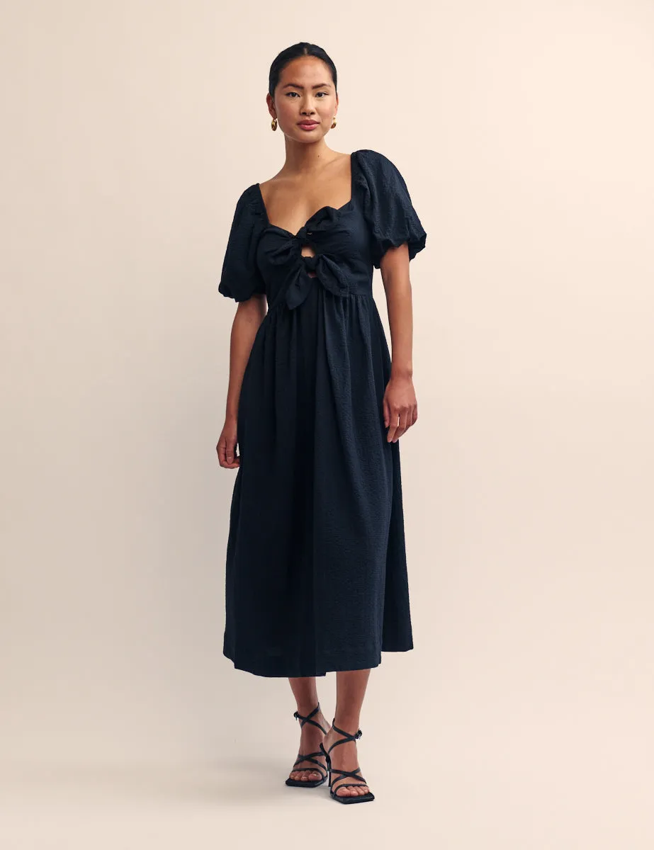 Black Tie Front Cemile Midi Dress sold by Nobody's Child