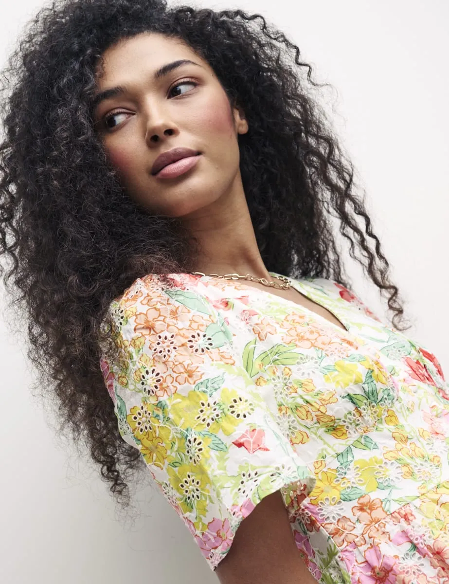 Multi Floral Broderie Mietta Mini Dress sold by Nobody's Child product image thumbnail 2