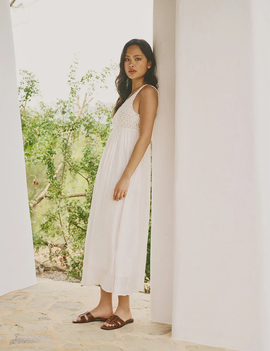 White Crochet Detail Elizabetta Midi Dress sold by Nobody's Child product image thumbnail 3