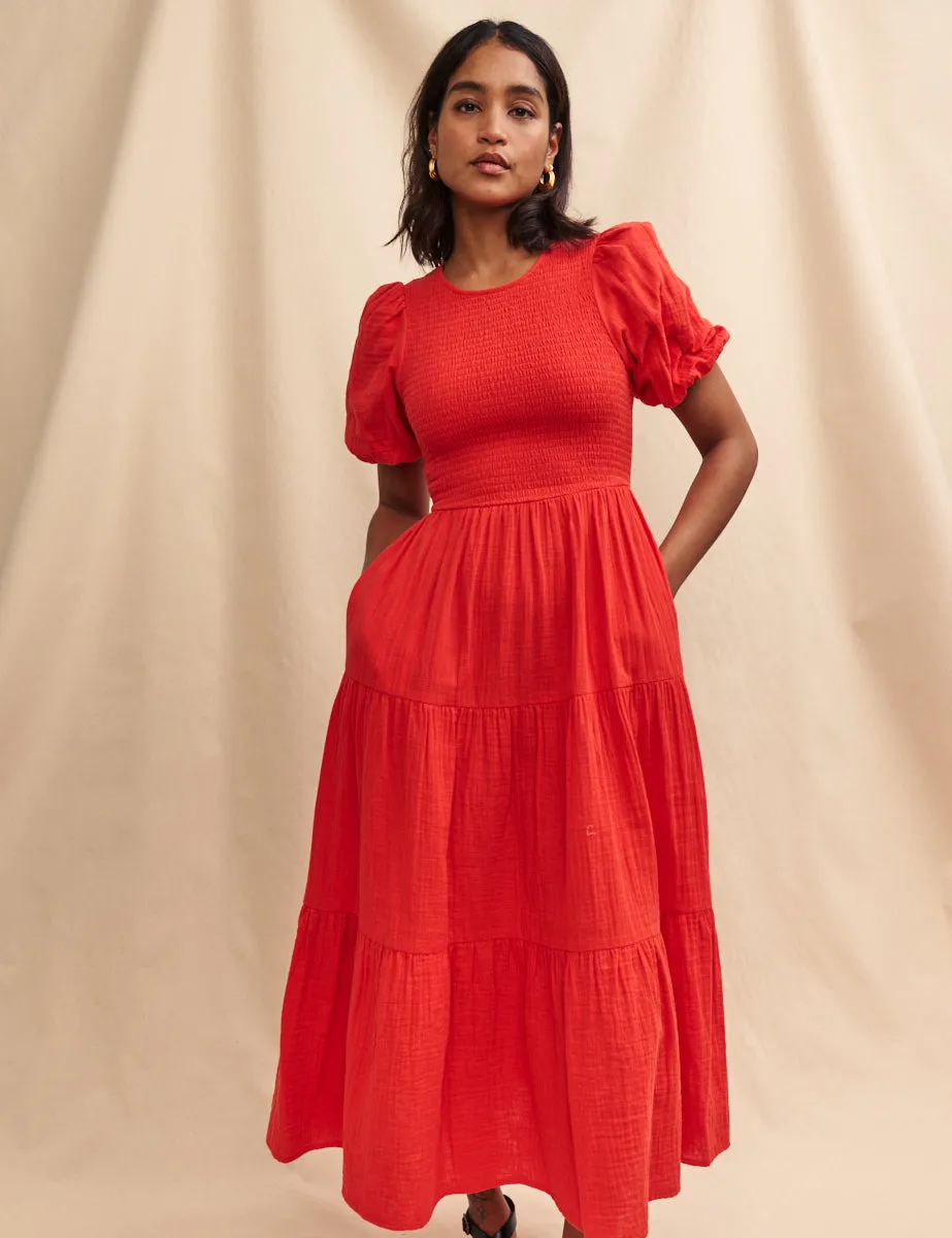 Red Tiered Charlie Midi Dress sold by Nobody's Child product image thumbnail 3