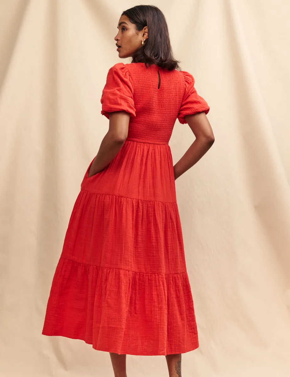 Red Tiered Charlie Midi Dress sold by Nobody's Child product image thumbnail 4