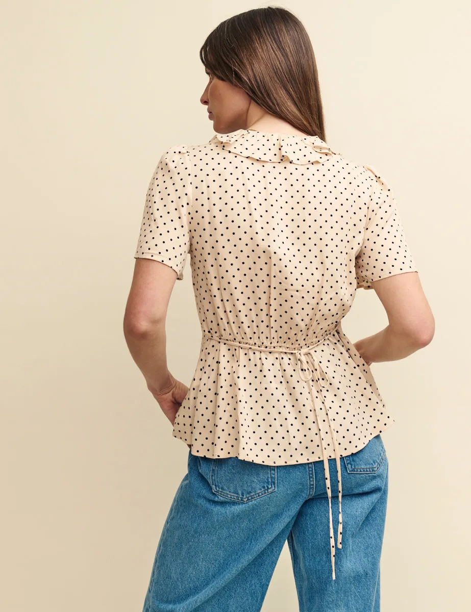 Cream Spot Ruffle Blouse sold by Nobody's Child product image thumbnail 4