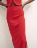 Red Side Slit Midi Skirt sold by Nobody's Child