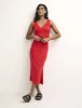 Red Side Slit Midi Skirt sold by Nobody's Child
