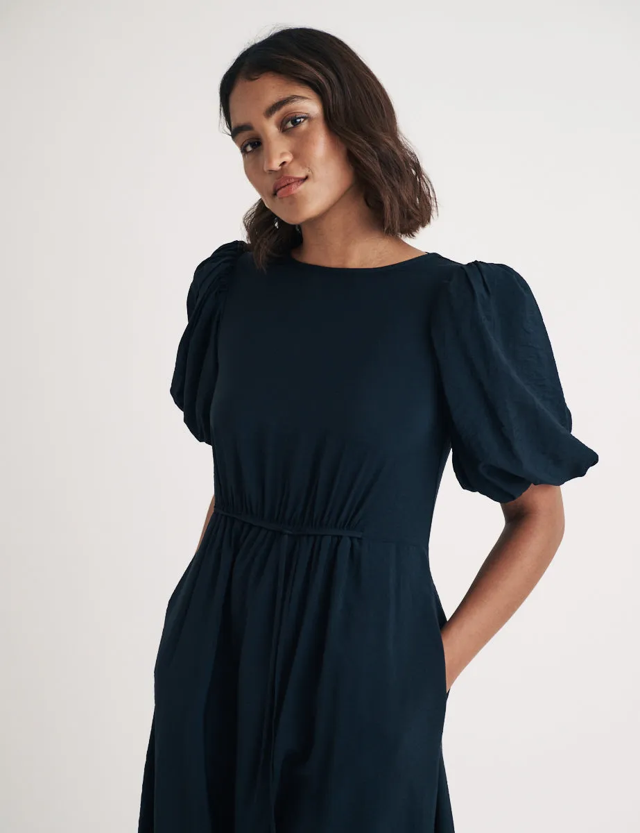 Black Puff Sleeve Thora Midi Dress sold by Nobody's Child product image thumbnail 2