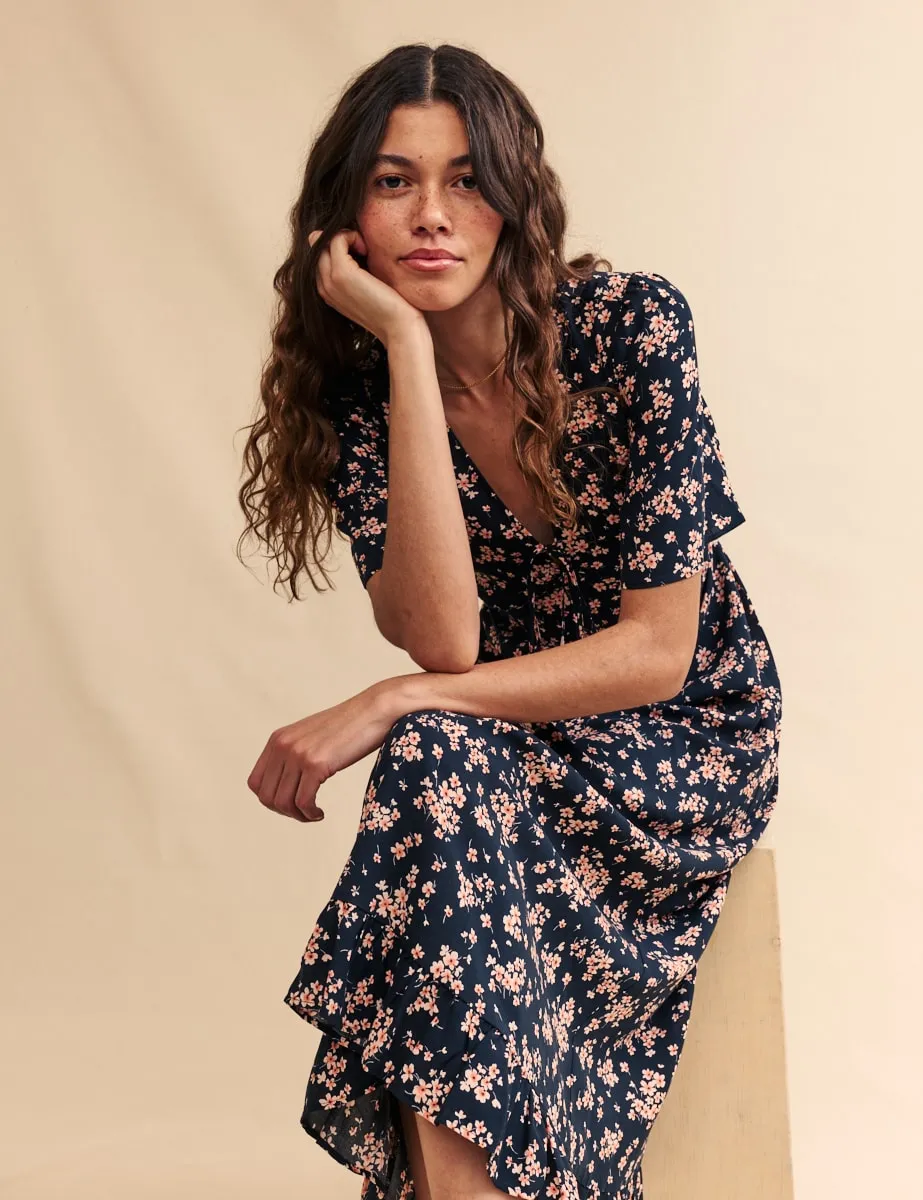 Black Floral Dalia Midi Dress sold by Nobody's Child product image thumbnail 2