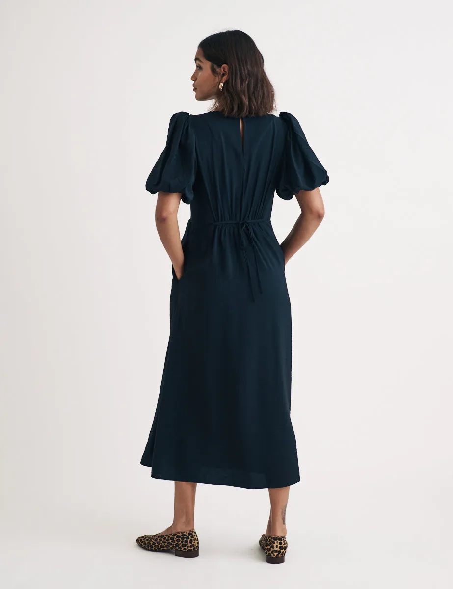 Black Puff Sleeve Thora Midi Dress sold by Nobody's Child product image thumbnail 4