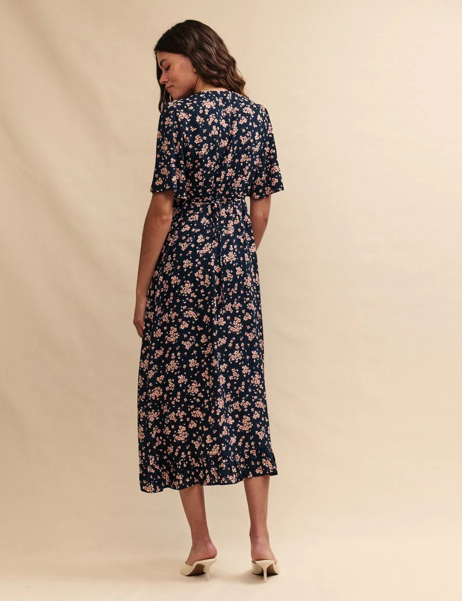 Black Floral Dalia Midi Dress sold by Nobody's Child product image thumbnail 4