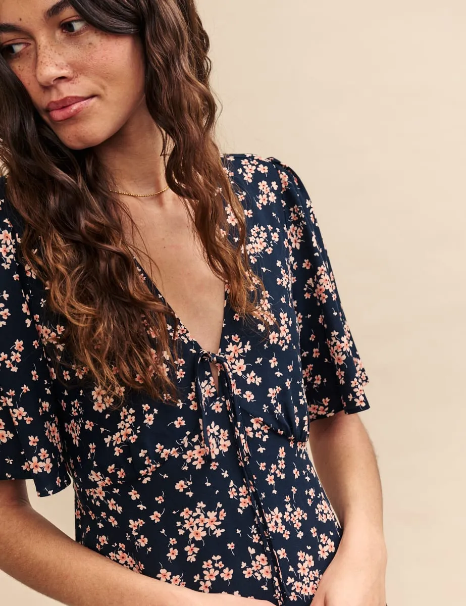 Black Floral Dalia Midi Dress sold by Nobody's Child product image thumbnail 3