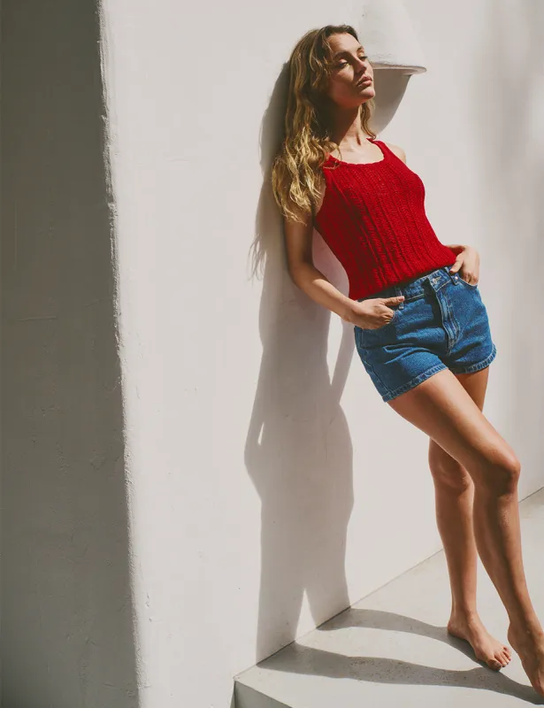 Red Mock-Crochet Vest Top sold by Nobody's Child