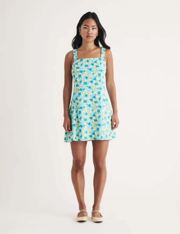 Turquoise Floral Kitty Mini Dress sold by Nobody's Child