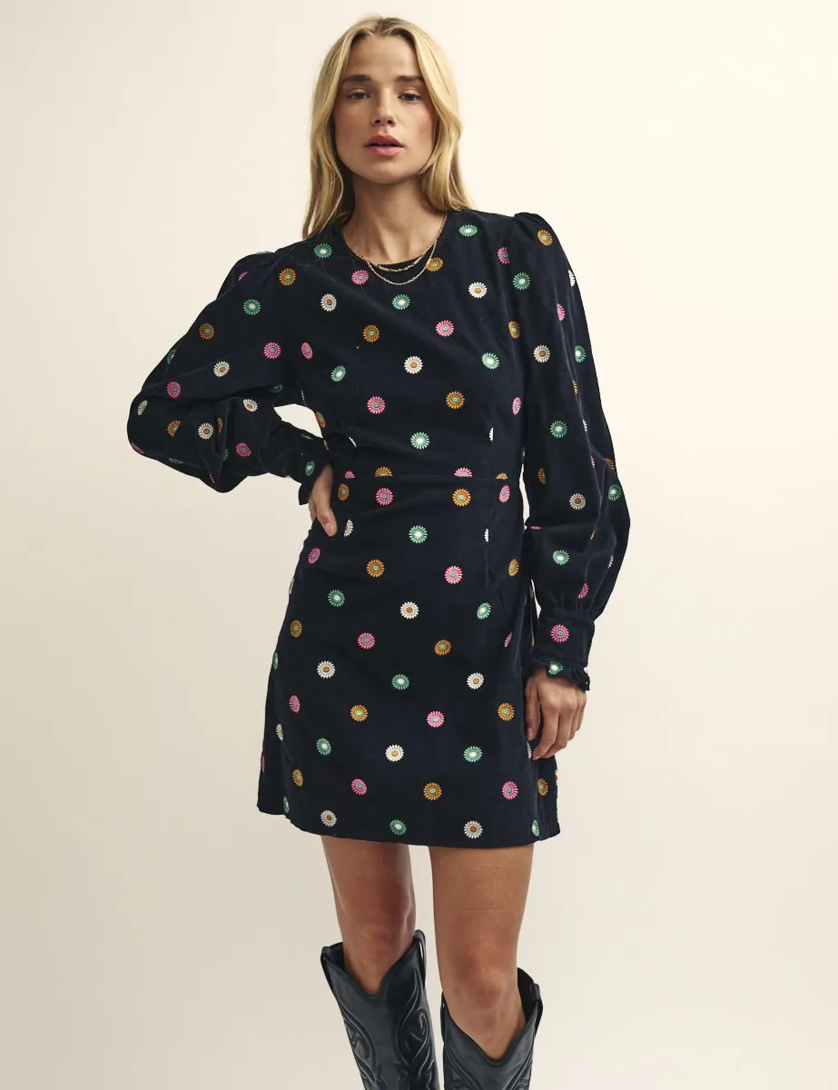 Black Cord Embroidered Peggy Mini Dress sold by Nobody's Child product image thumbnail 2