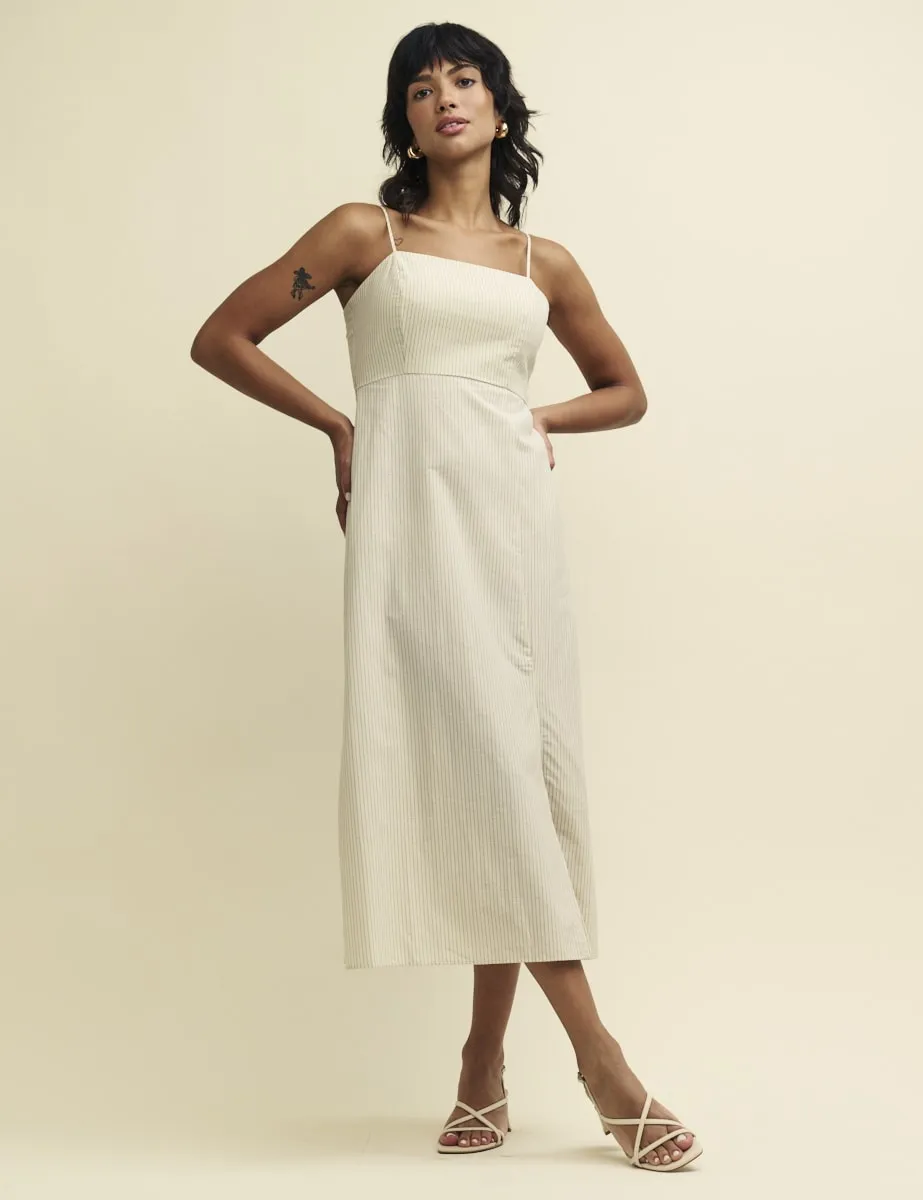 Cream Pinstripe Maddy Midi Dress sold by Nobody's Child product image thumbnail 4