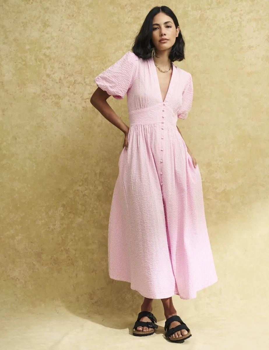 Pink Micro Gingham Starlight Midaxi Dress sold by Nobody's Child