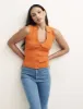Orange Sleeveless Button Through Knitted Top sold by Nobody's Child