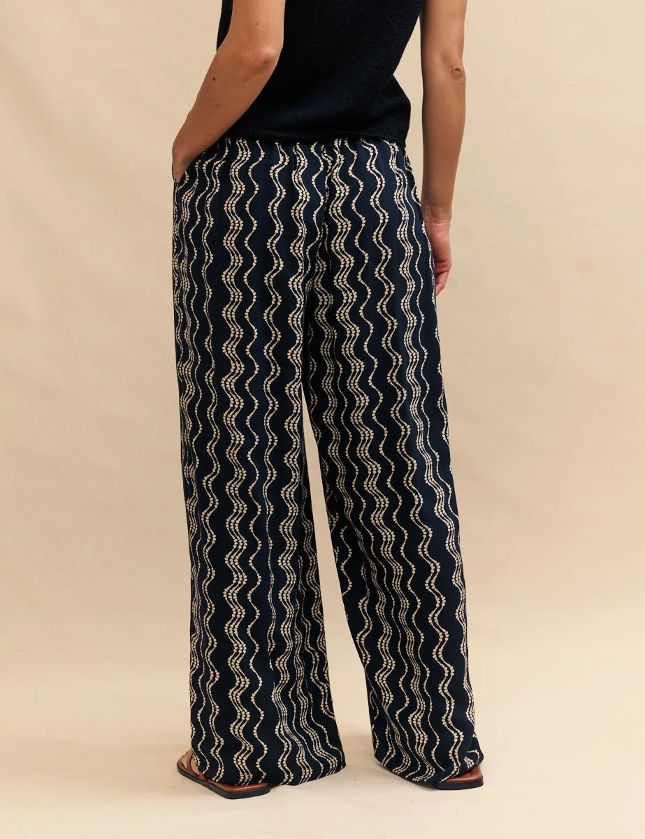 Petite Black Wave Print Zeena Trousers sold by Nobody's Child product image thumbnail 4
