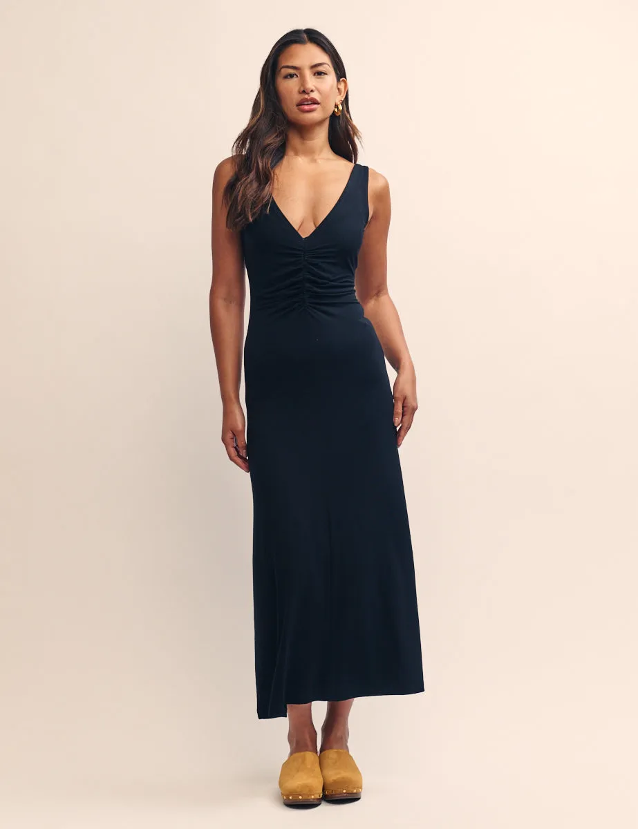 Black Ruched Bodice Midi Dress sold by Nobody's Child
