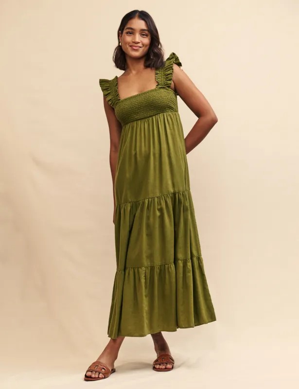 Khaki Green Maya Maxi Dress sold by Nobody's Child