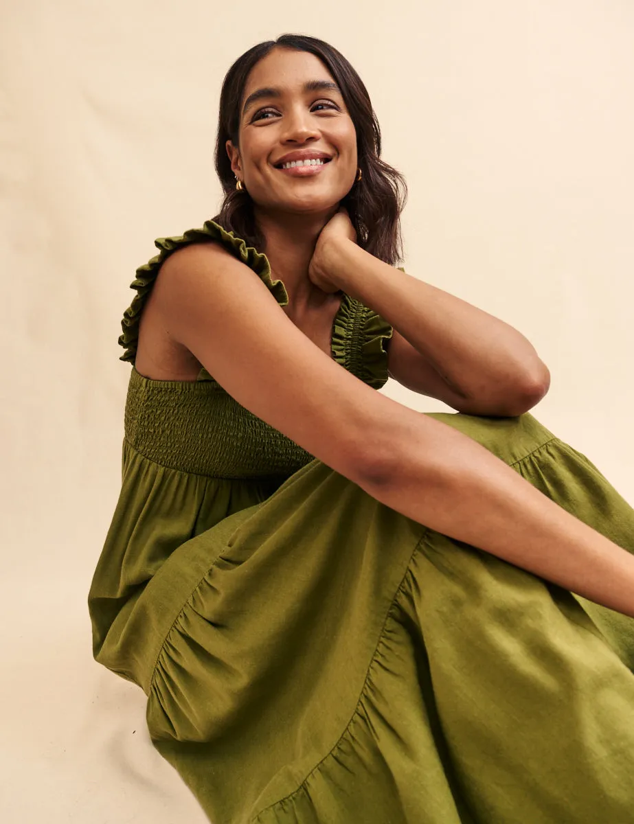 Khaki Green Maya Maxi Dress sold by Nobody's Child product image thumbnail 3