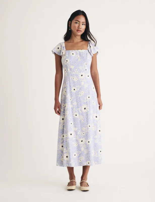 Blue Floral Elsie Midi Dress sold by Nobody's Child