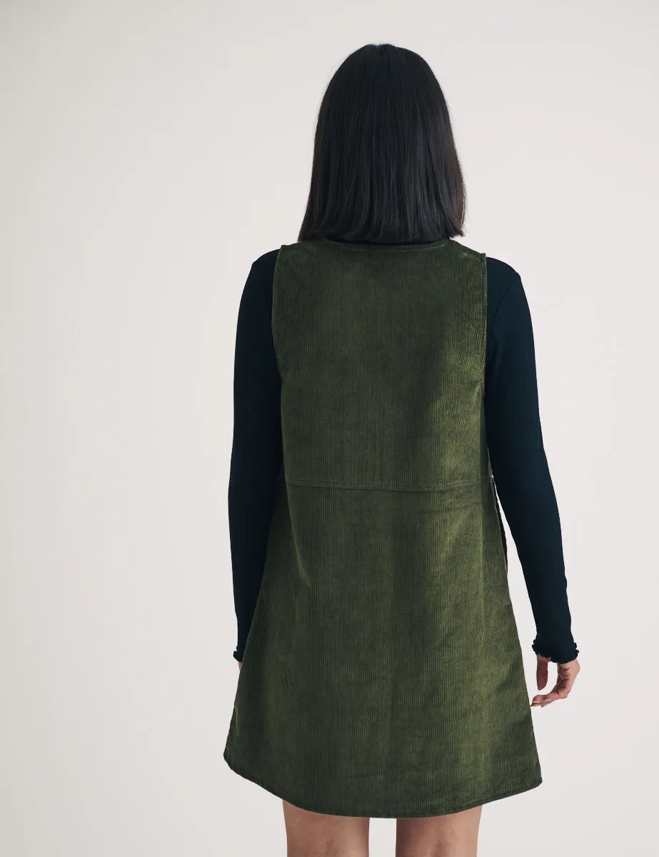 Khaki Cord Homerton Mini Pinafore Dress sold by Nobody's Child product image thumbnail 4