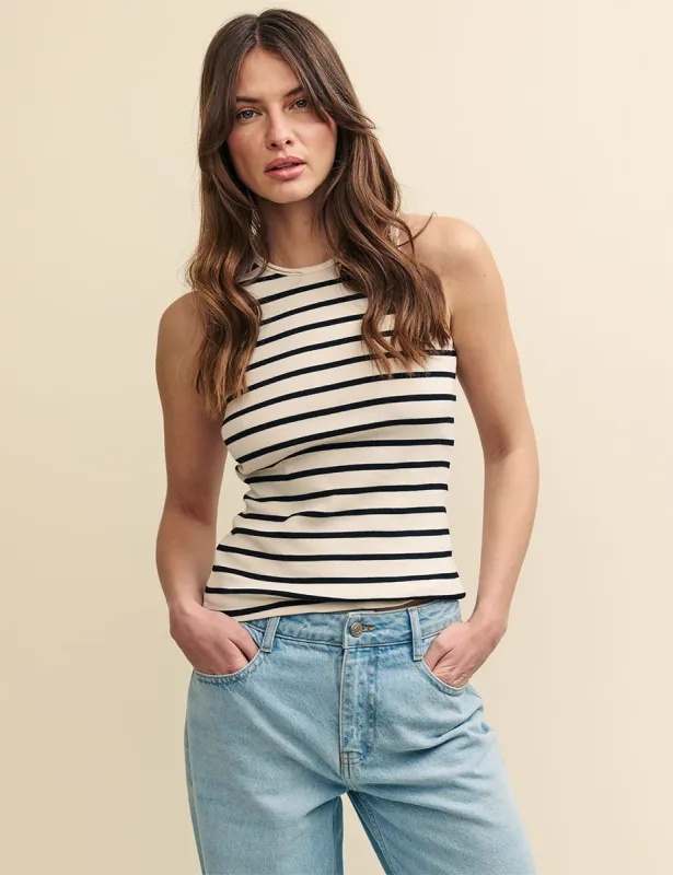 Black and White Stripe Racer Tank Top sold by Nobody's Child