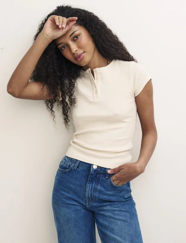 White Button Front T-Shirt sold by Nobody's Child