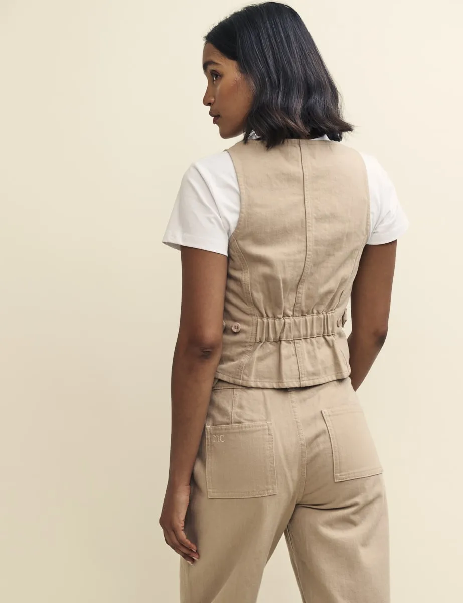 Beige Denim Waistcoat sold by Nobody's Child product image thumbnail 4