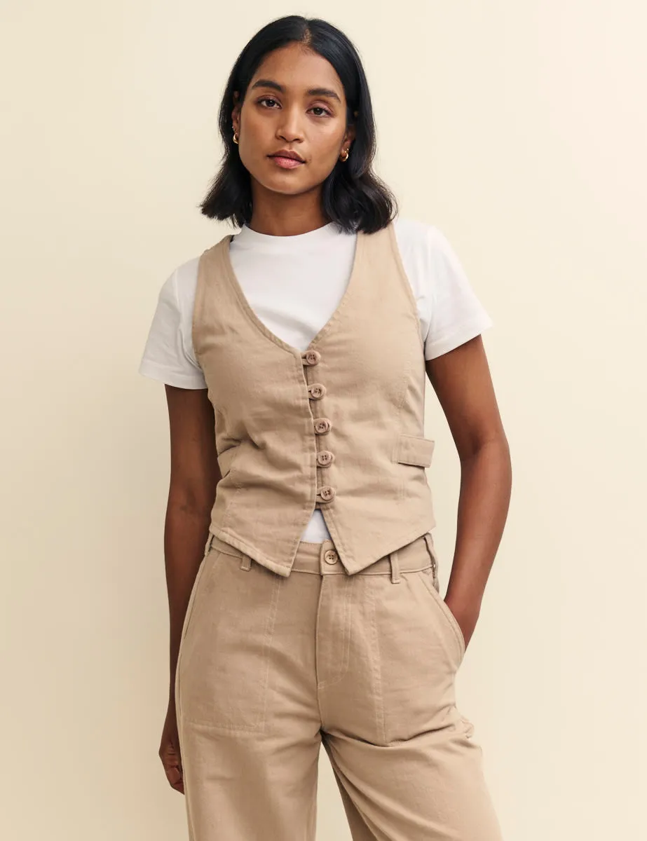 Beige Denim Waistcoat sold by Nobody's Child product image thumbnail 2