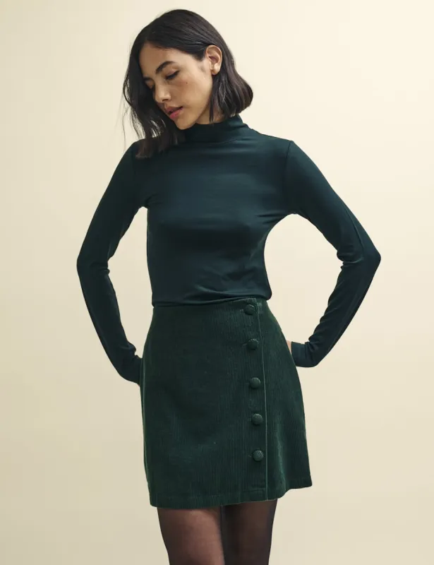 Green Funnel Neck Long Sleeve Jersey Top sold by Nobody's Child