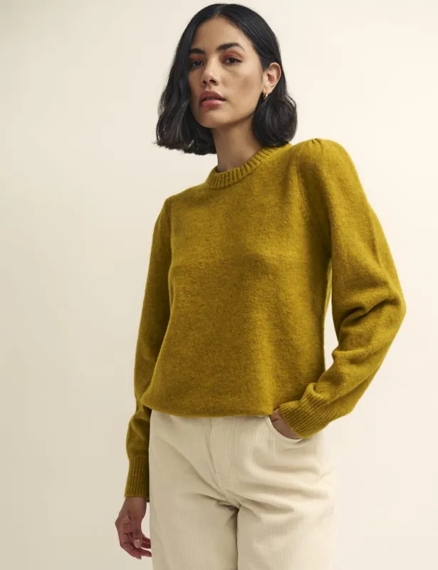 Mustard Yellow Chunky Trim Crew Neck Knitted Jumper sold by Nobody's Child