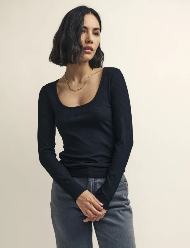 Black Long Sleeve Scoop Neck Top sold by Nobody's Child