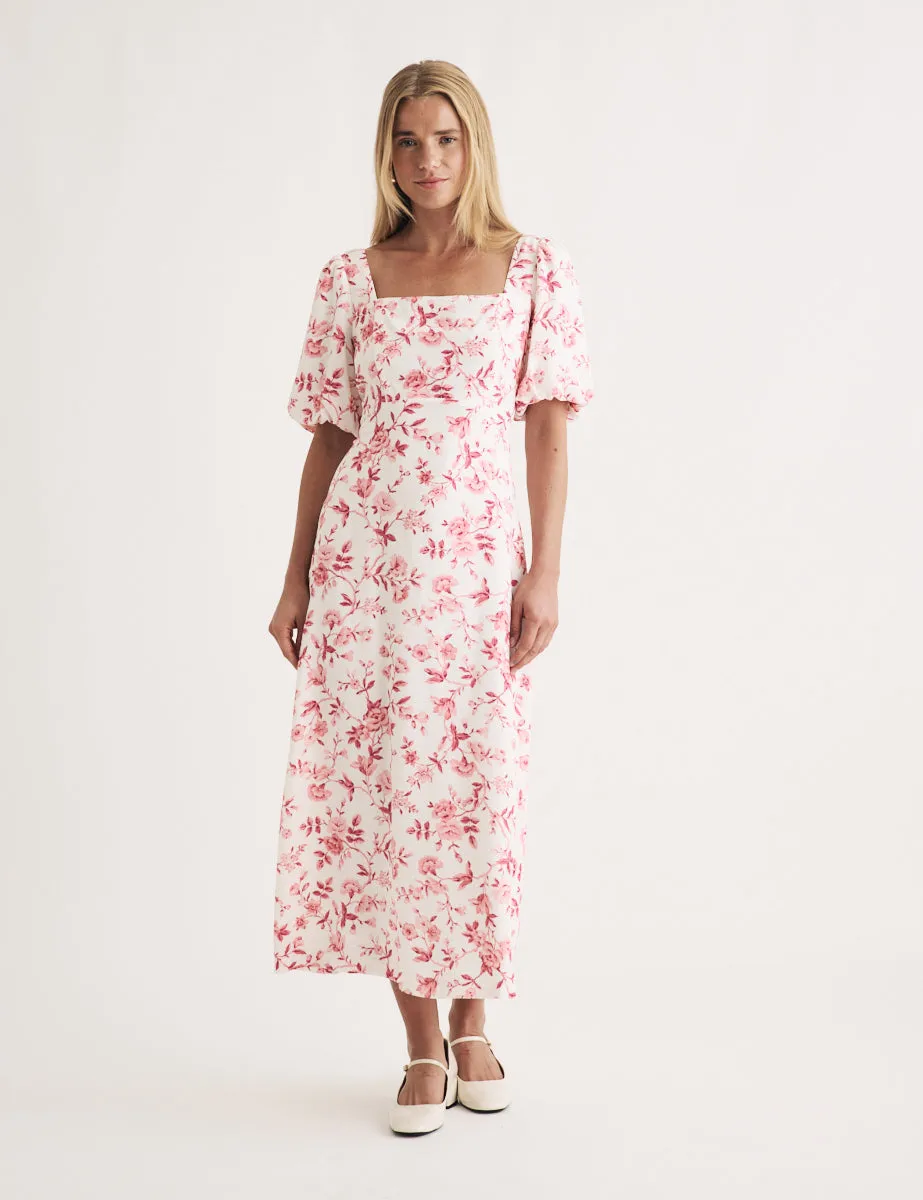 Pink Ditsy Floral Lara Midi Dress sold by Nobody's Child