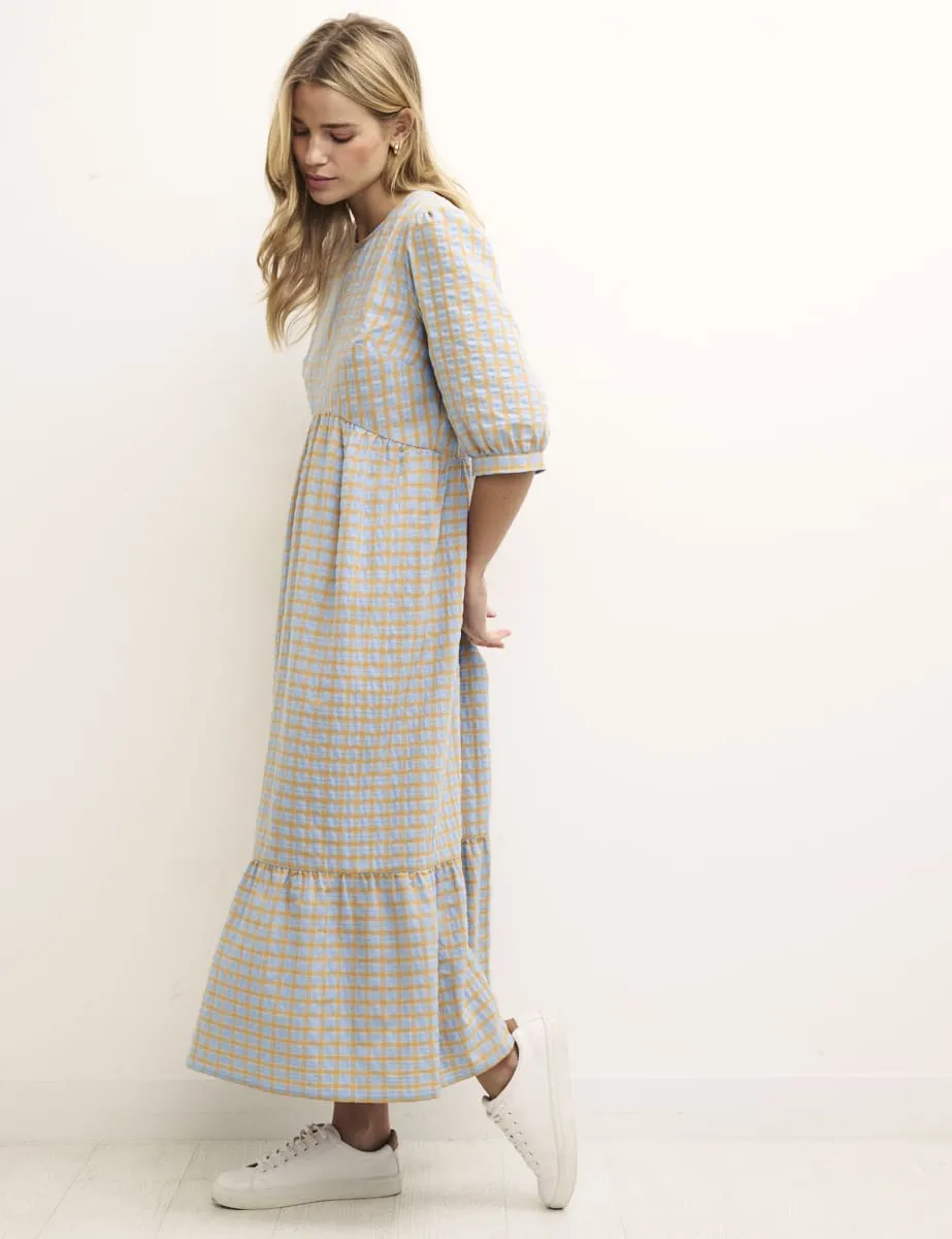 Petite Blue & Orange Check Rachel Midi Dress sold by Nobody's Child product image thumbnail 3