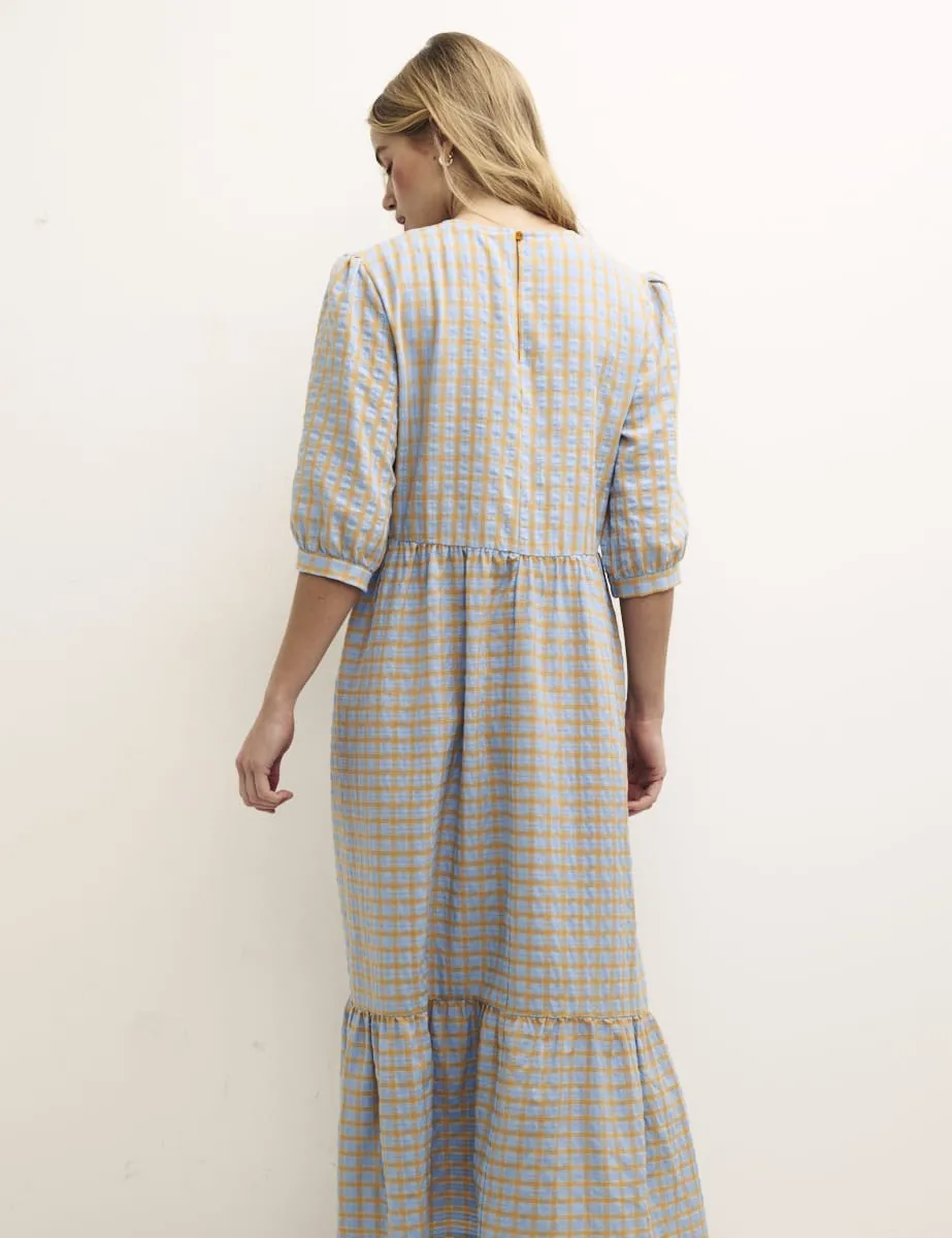 Petite Blue & Orange Check Rachel Midi Dress sold by Nobody's Child product image thumbnail 4