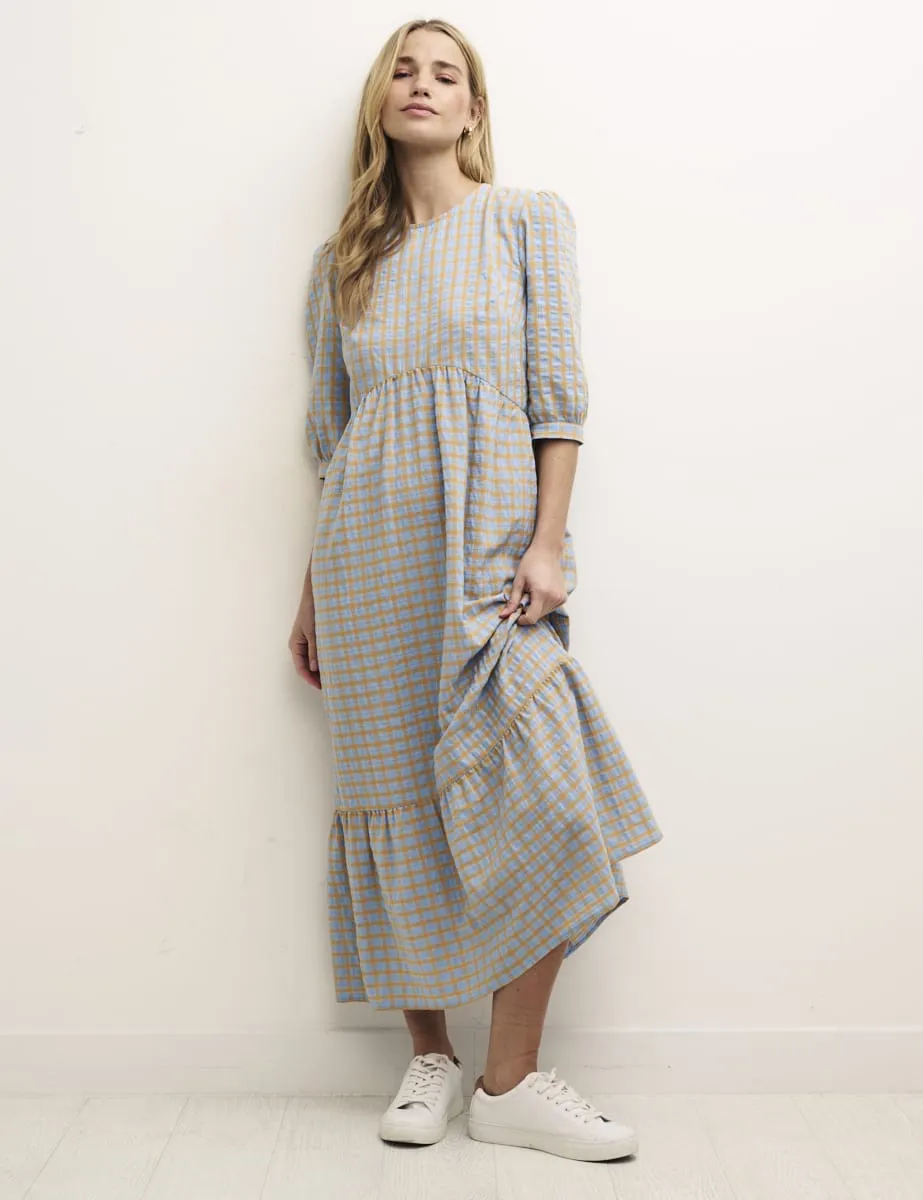 Petite Blue & Orange Check Rachel Midi Dress sold by Nobody's Child product image thumbnail 2