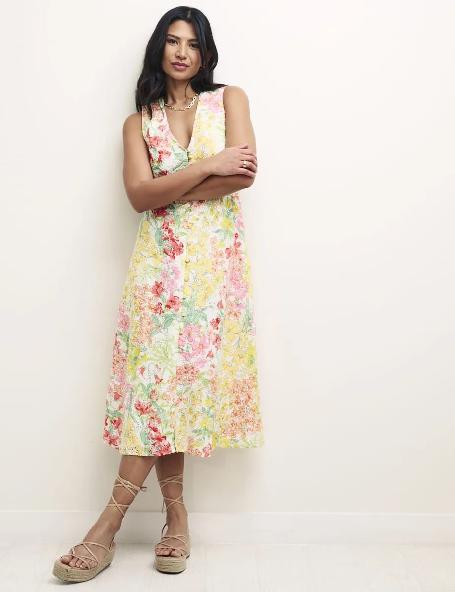 Petite Floral Broderie Sandra Midi Dress sold by Nobody's Child