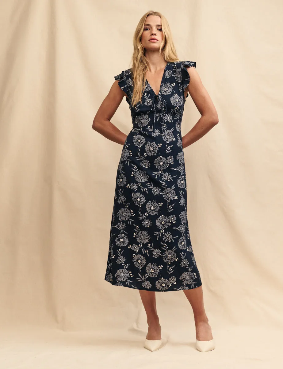 Black Flower Print Lily Midi Dress sold by Nobody's Child