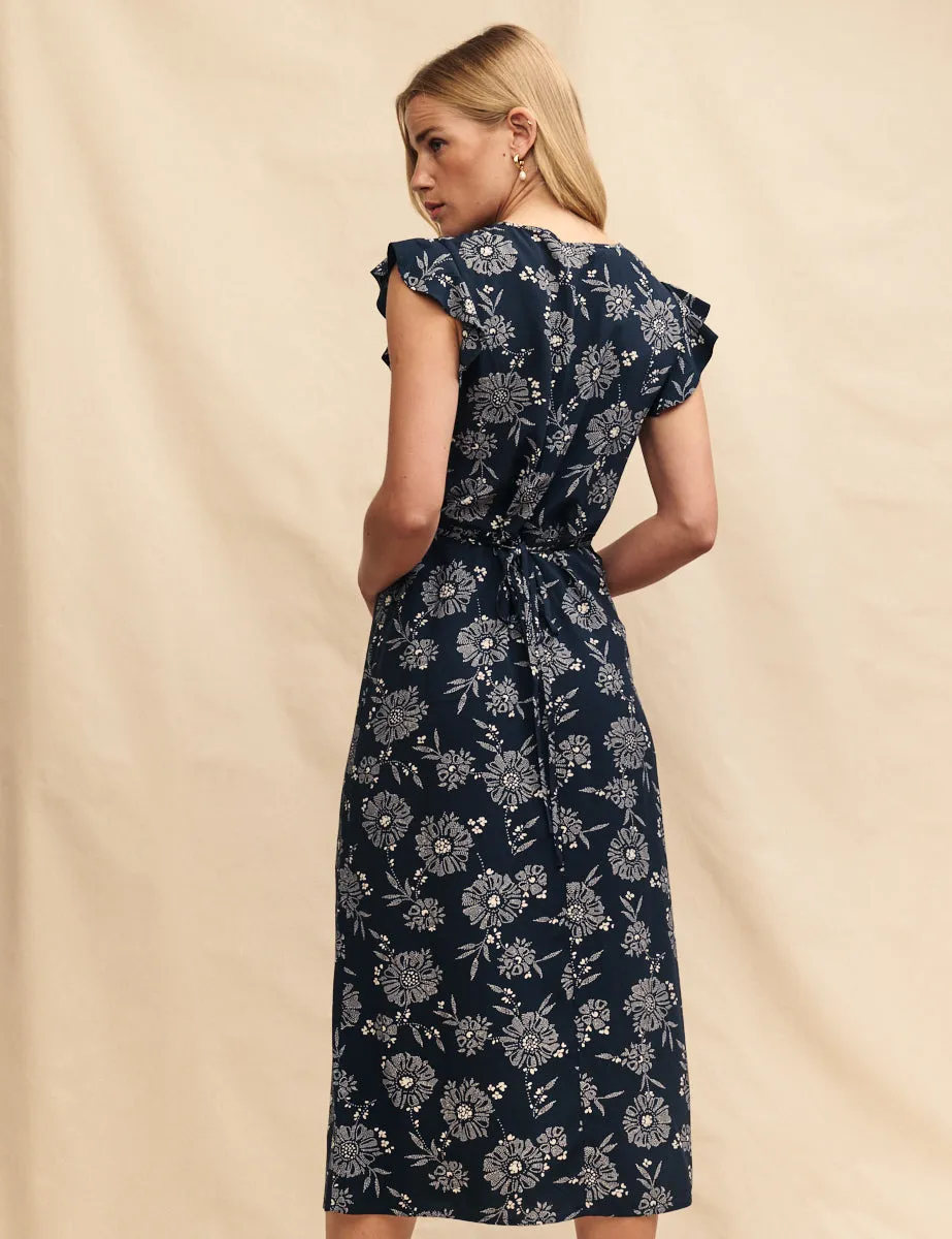 Black Flower Print Lily Midi Dress sold by Nobody's Child product image thumbnail 4