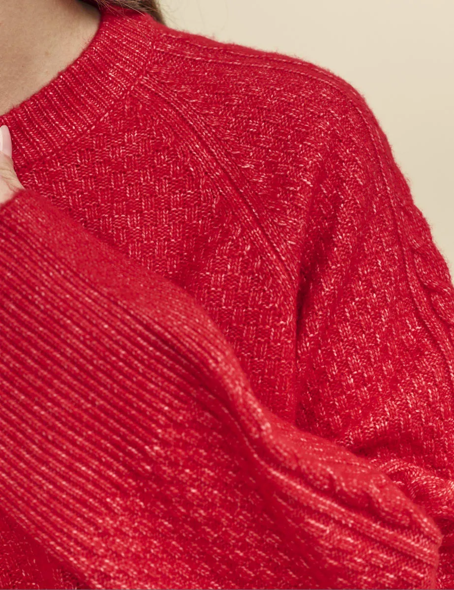 Red Crew Neck Cable Knit Jumper sold by Nobody's Child product image thumbnail 4