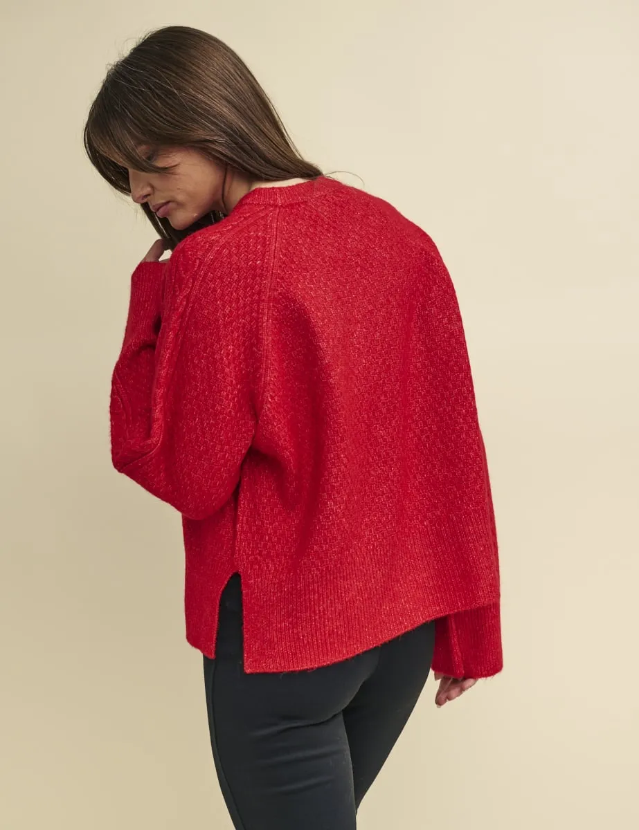 Red Crew Neck Cable Knit Jumper sold by Nobody's Child product image thumbnail 3