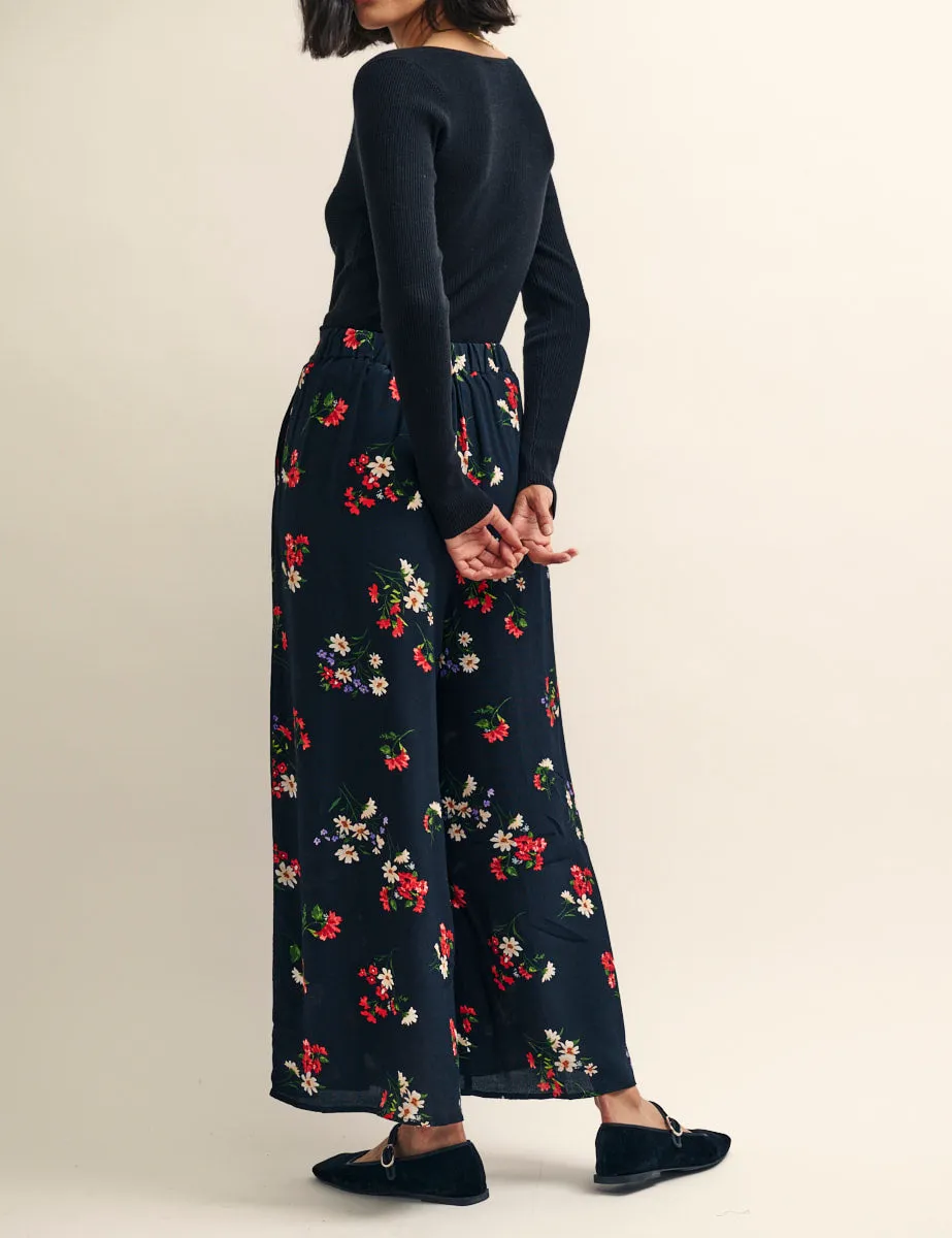 Black and Red Floral Wide Leg Zeena Trousers sold by Nobody's Child product image thumbnail 3
